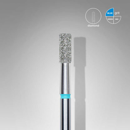 Staleks Diamond Cylinder Blue 2.5 mm for nail treatment, medium grit, stainless steel.