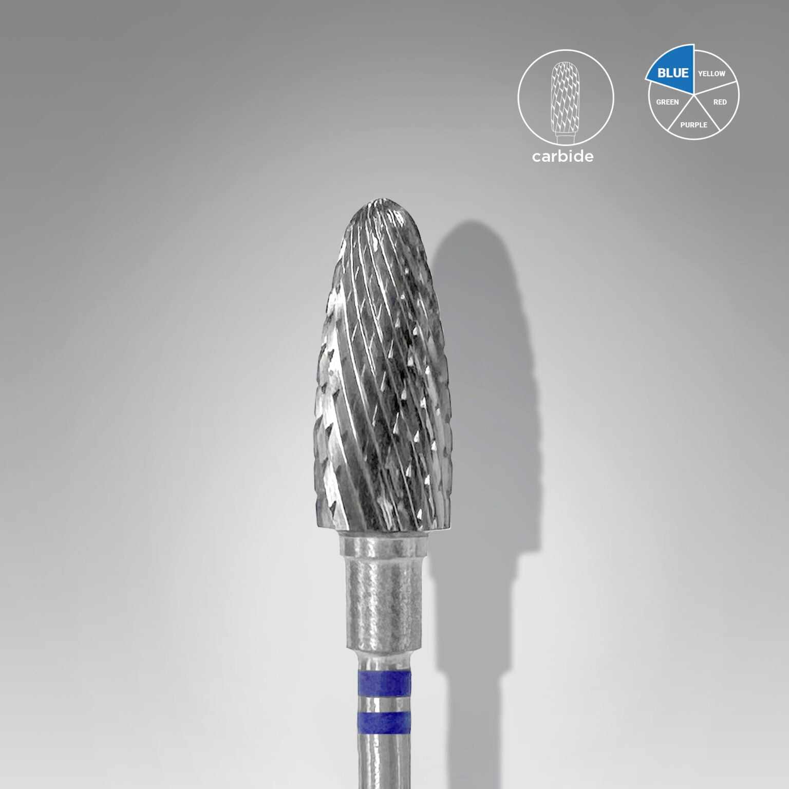 Staleks Carbide Corn Blue 6 mm manicure tool for left-handed use with medium hardness.