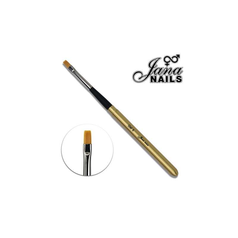 Gel nr. 6 flat brush with cap, soft bristles for precise gel application, ideal for color or construction gel.