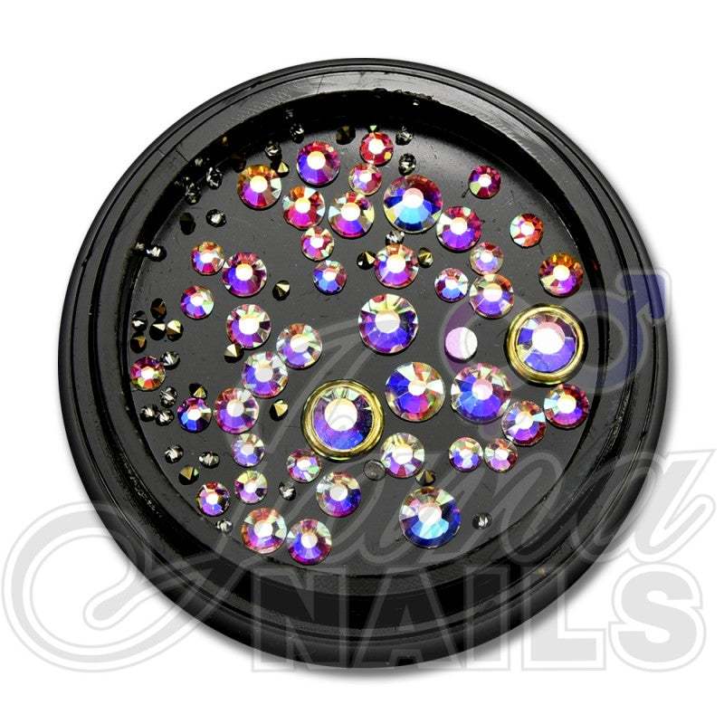 Jewelry Box 3 with colorful crystal mix for nail art.