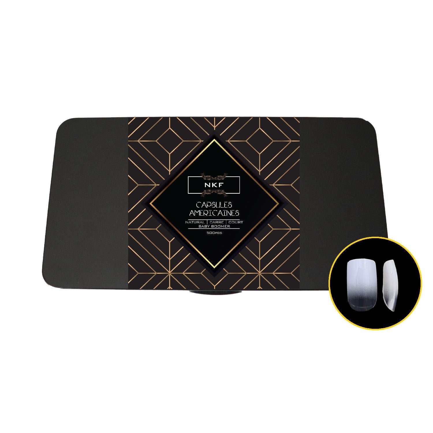 Babyboomer Natural Square Court soft gel tips box, 500 pieces.